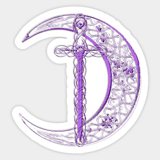 Purple Celtic Moon and Sword Sticker